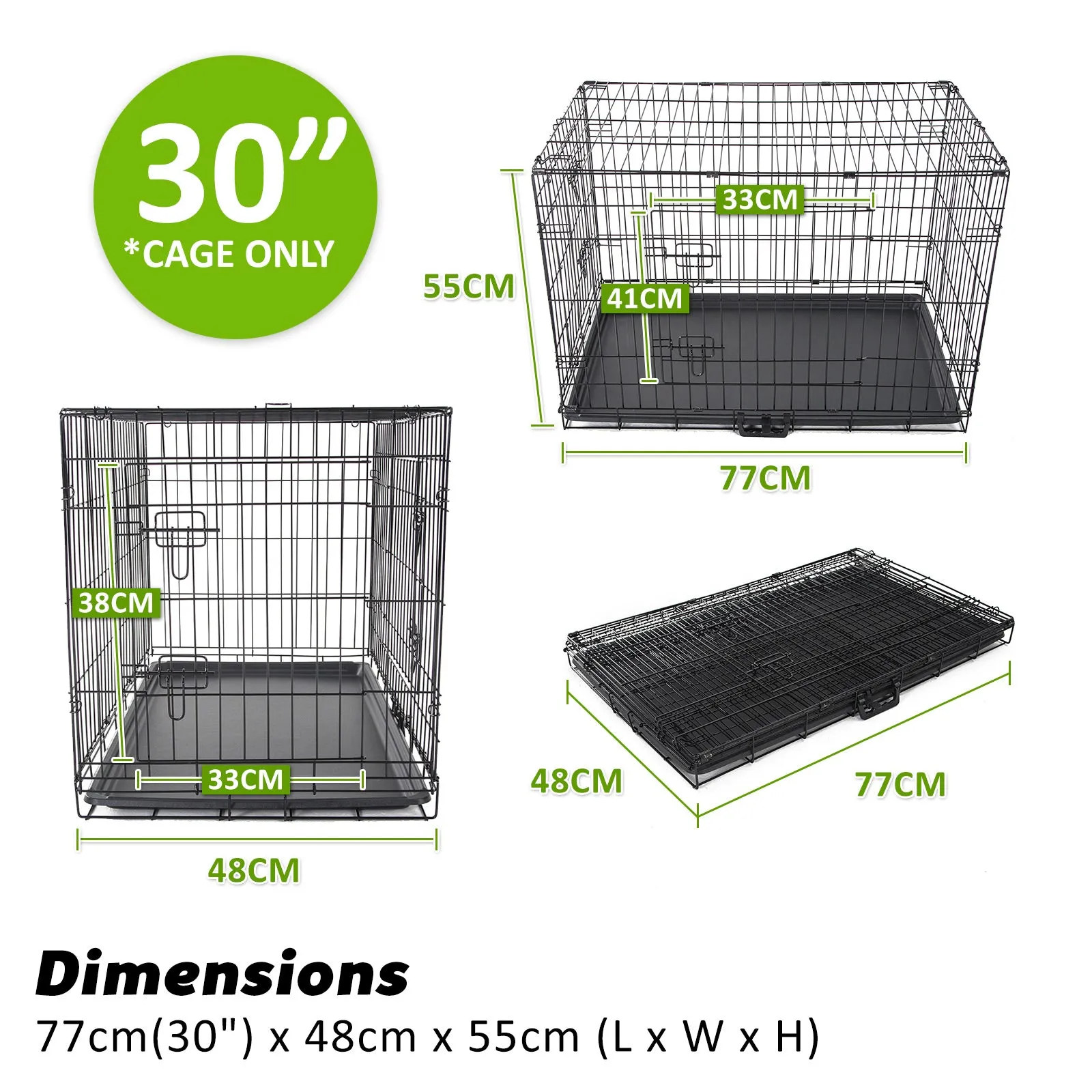 30in Steel Dog Crate with Waterproof Cover & Cushion - Paw Mate