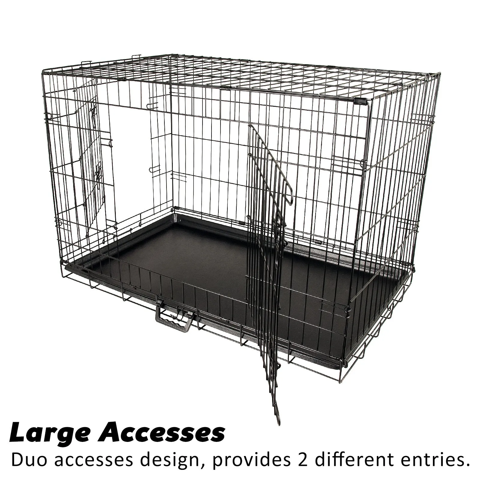 48in Collapsible Steel Dog Crate with Tray, Cushion, Cover - Paw Mate