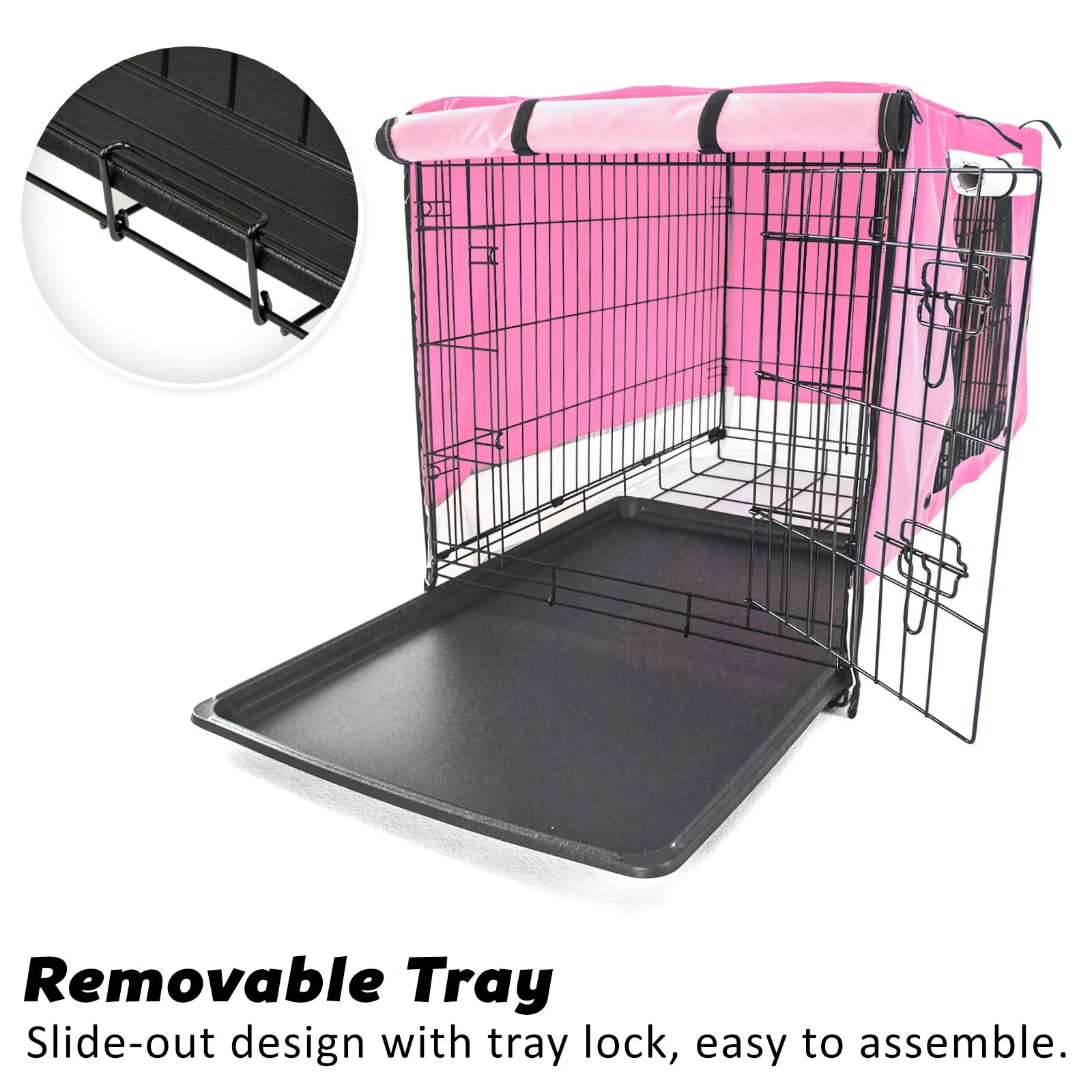 48in Collapsible Steel Dog Crate with Tray, Cushion, Cover - Paw Mate