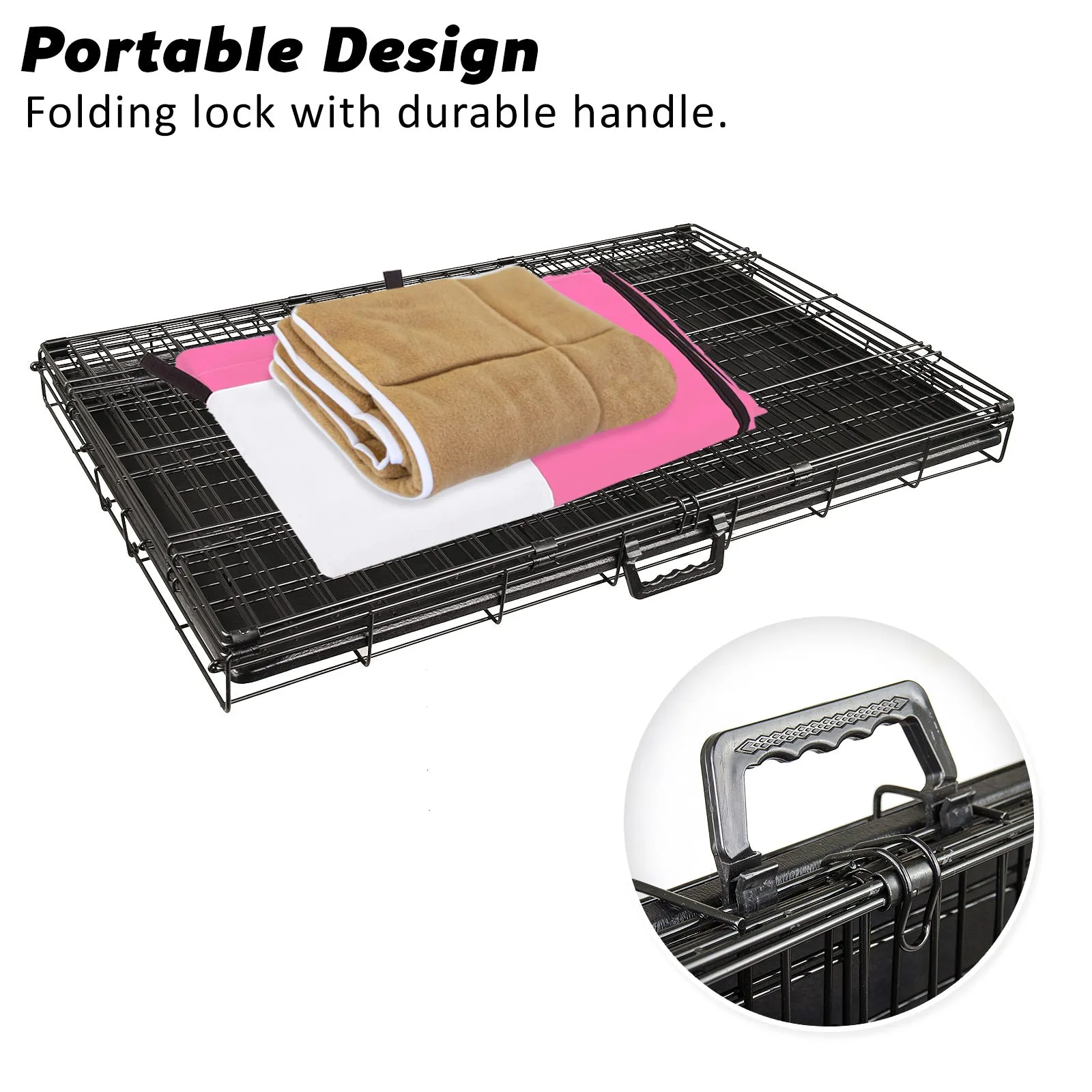 48in Collapsible Steel Dog Crate with Tray, Cushion, Cover - Paw Mate