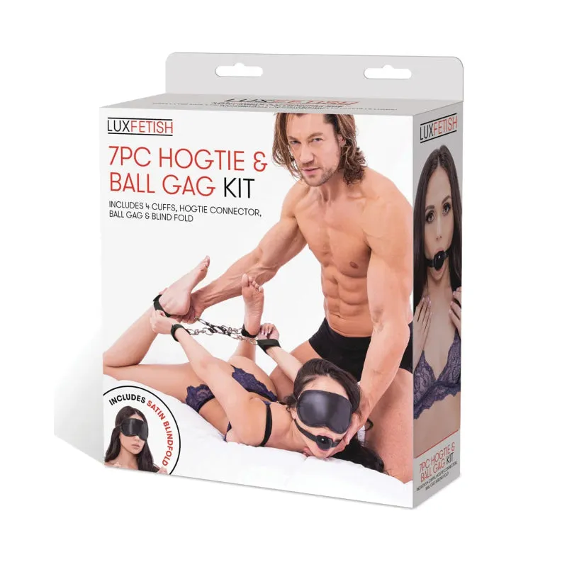 7 Pc Hogtie and Ball Gag Kit - Black