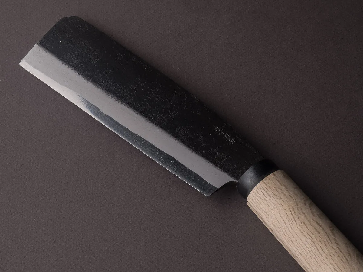 Ajikataya - Jigata Hatchet  - Kurouchi - 165mm - Oak Wood Handle - Double Bevel