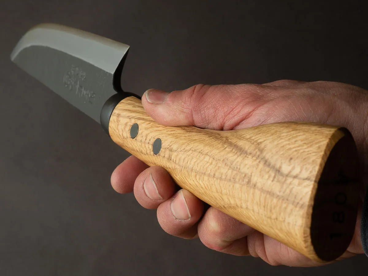 Ajikataya - Kengata Single Bevel Hatchet - White #2 - Kurouchi - 180mm - Oak Handle