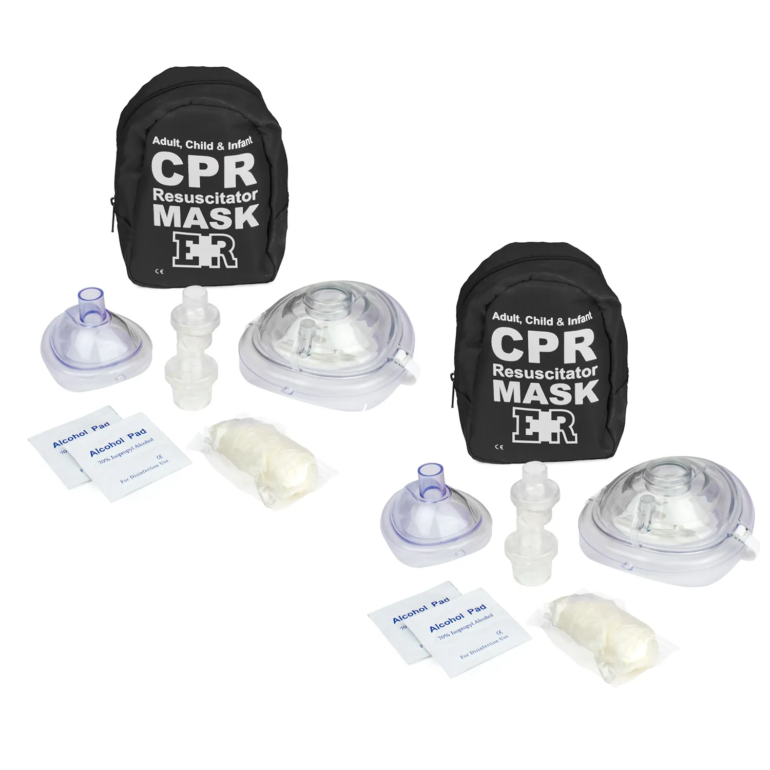 Ever Ready First Aid Adult and Infant CPR Mask Combo Kit - Tactical Black