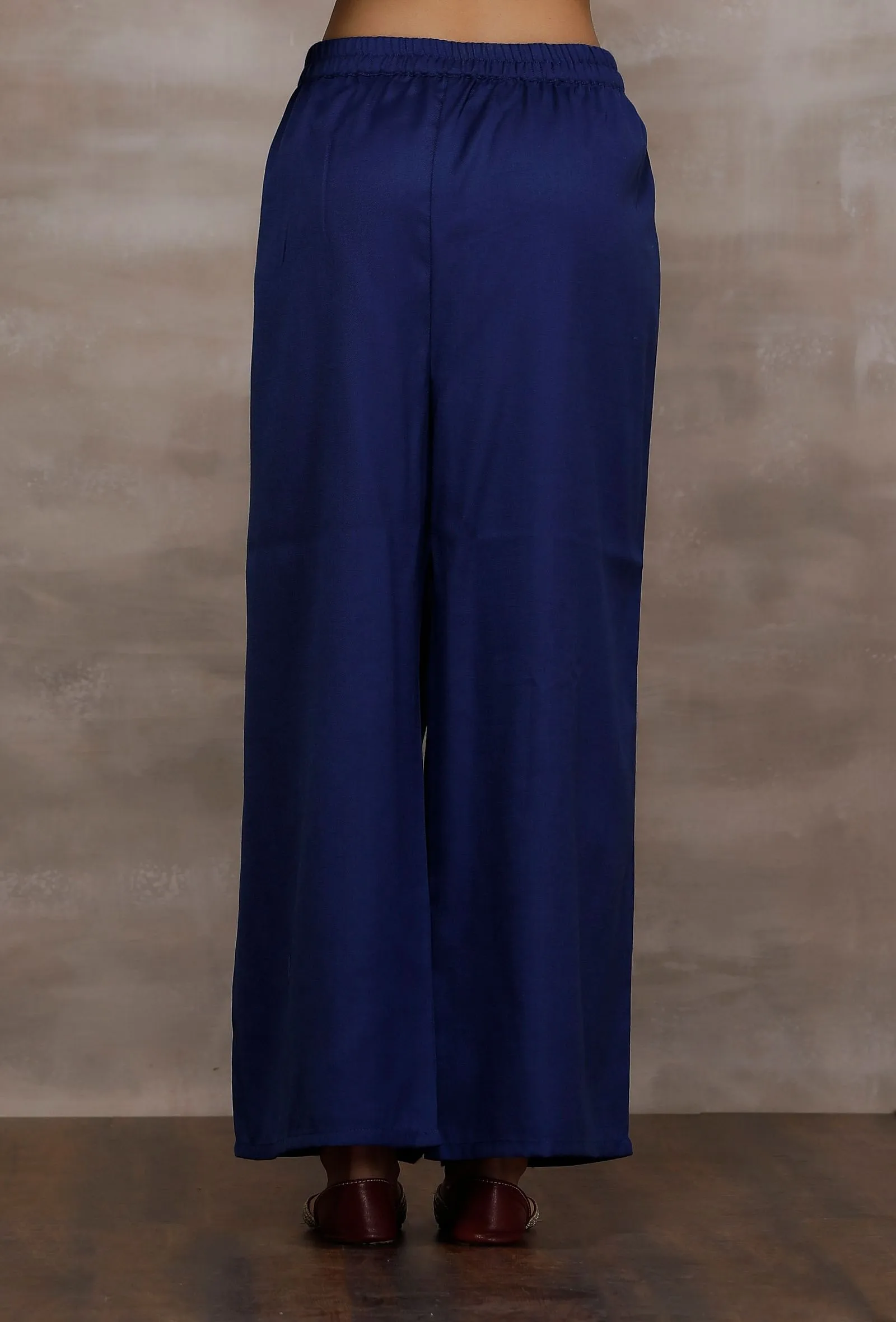 Hamar Blue Wool Palazzo Pants