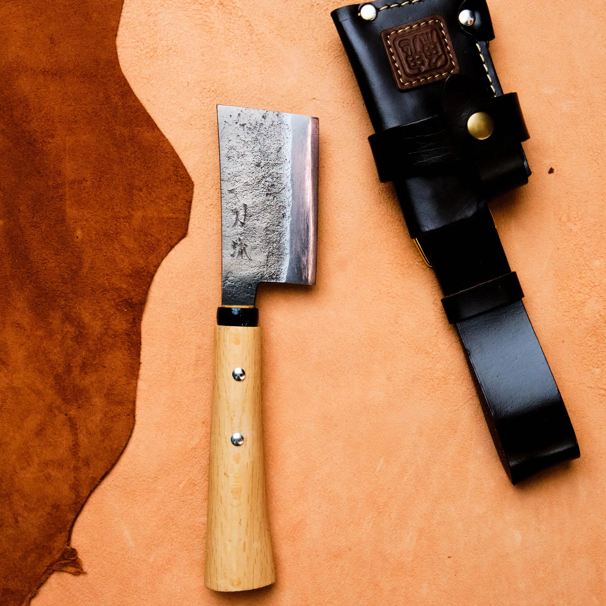 Handmade Hatchet with Full-Grain Leather Sheath