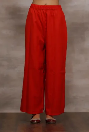 Kaya Red Palazzo Wool Pants