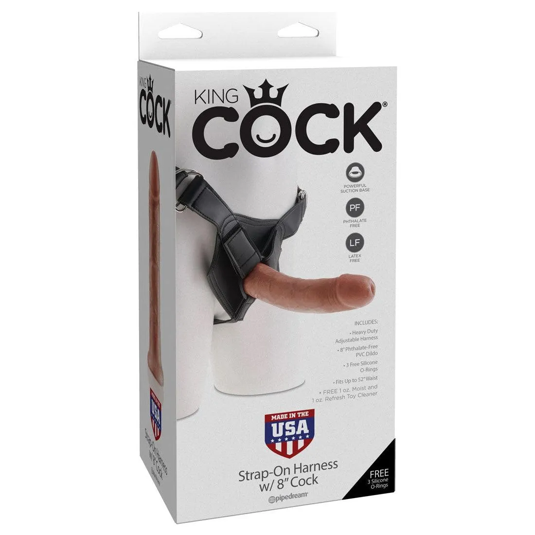 King Cock Strap-on Harness With 8" Cock - Tan