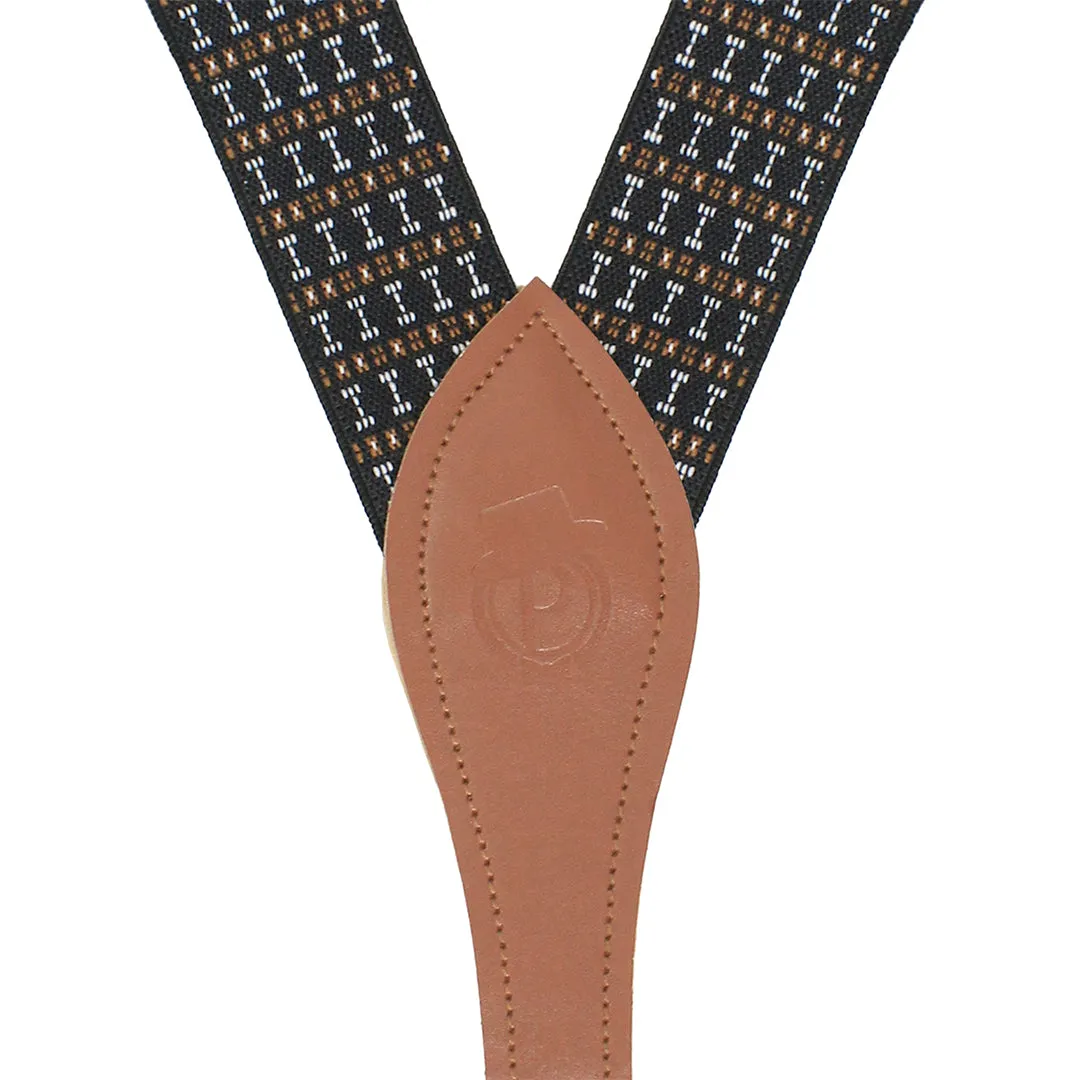 Peluche Dotted Fashion Black & Brown Suspender for Men