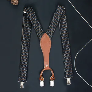 Peluche Dotted Fashion Black & Brown Suspender for Men