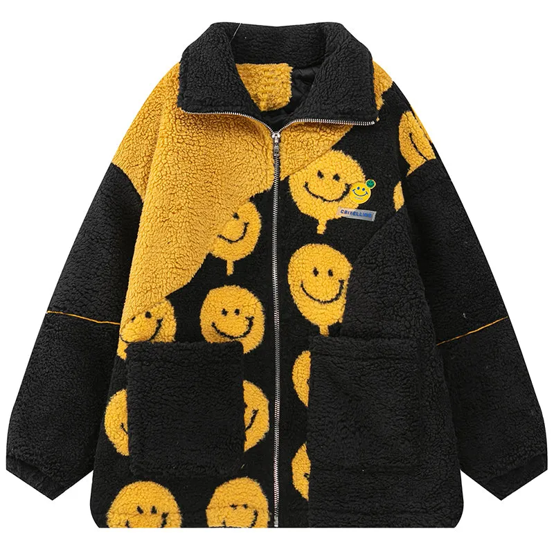 PopFlying Fleece Winter Coat Emoji Smiley Face