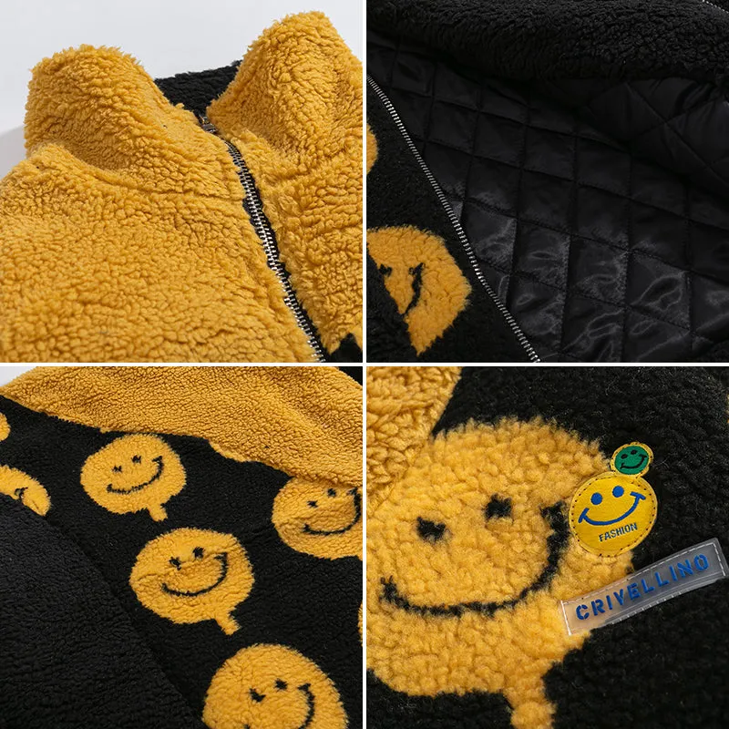 PopFlying Fleece Winter Coat Emoji Smiley Face