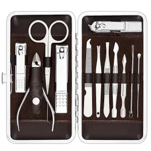 Professional 12-Piece Nail Care Set in Stylish Travel Case – Complete Manicure & Pedicure Kit