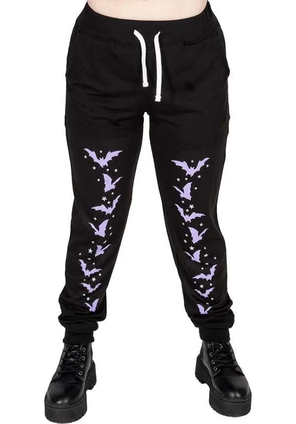 Purple Bats and Stars [Black] | SWEATPANTS