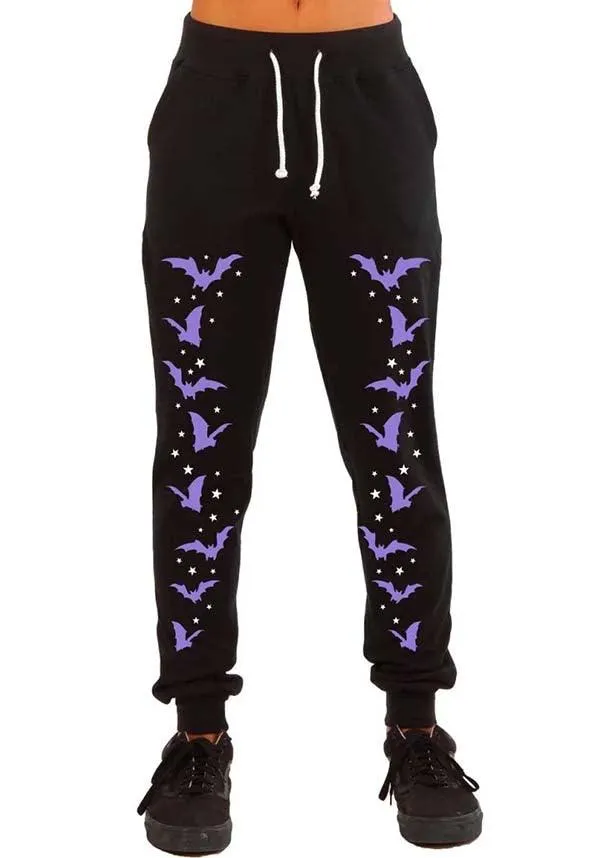 Purple Bats and Stars [Black] | SWEATPANTS