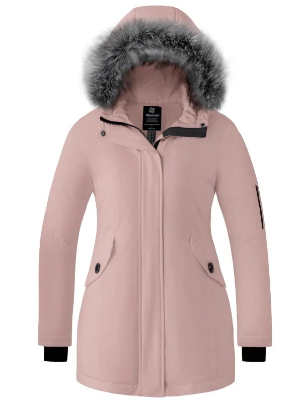 Women's Winter Coat Waterproof Puffer Jacket Thicken Parka with Fur Hood